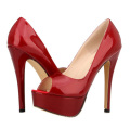 sky high heel open toe hot  pink patent PU leather women dress shoes big size  US 11 lady thin  high heel pump shoe